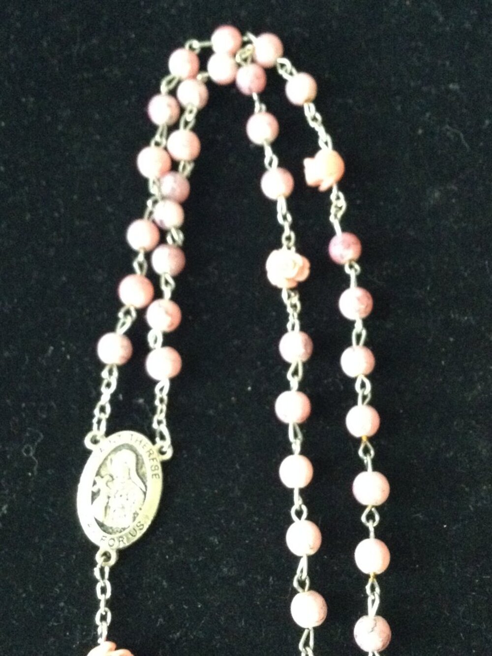 VTG 50's/70's Rosebud Rosary Glass Beads St. Theresa Religious Catholic Prayer - Picture 5 of 8